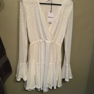Showpo. Sparkling White Long Sleeve Dress